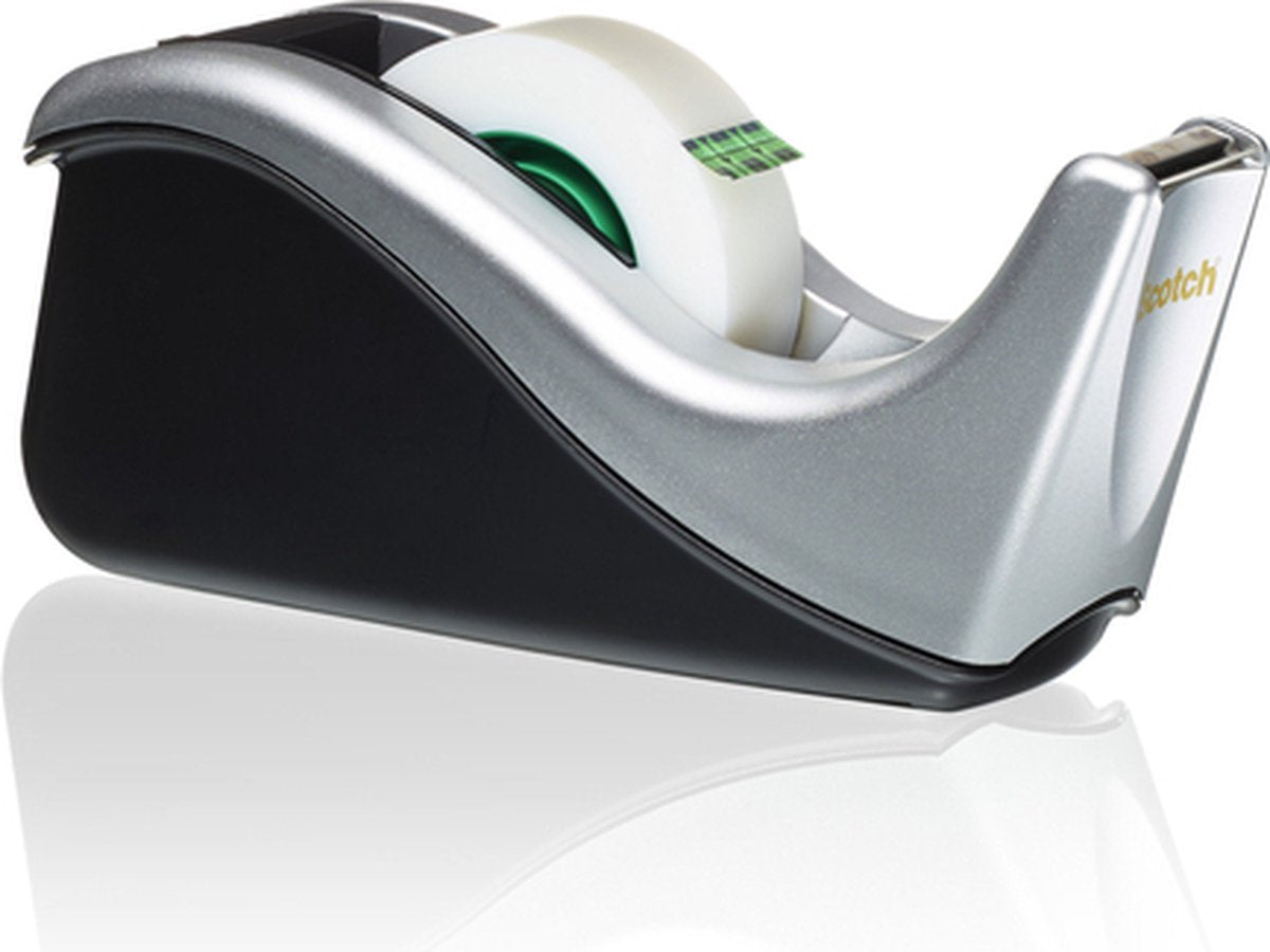 Scotch tape dispenser sølv inkl. 1 rulle tape 19mm x 33m