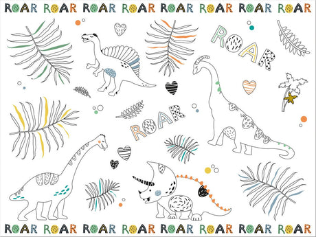 Folat maleark dækkeserviet dino roars, 6 stk.