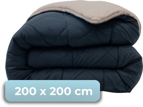 Hush. living hush living - wasbaar dekbed - tweekleurig design - 200x200 cm – 300 gsm - inclusief bijpassende kussensloop - navy taupe