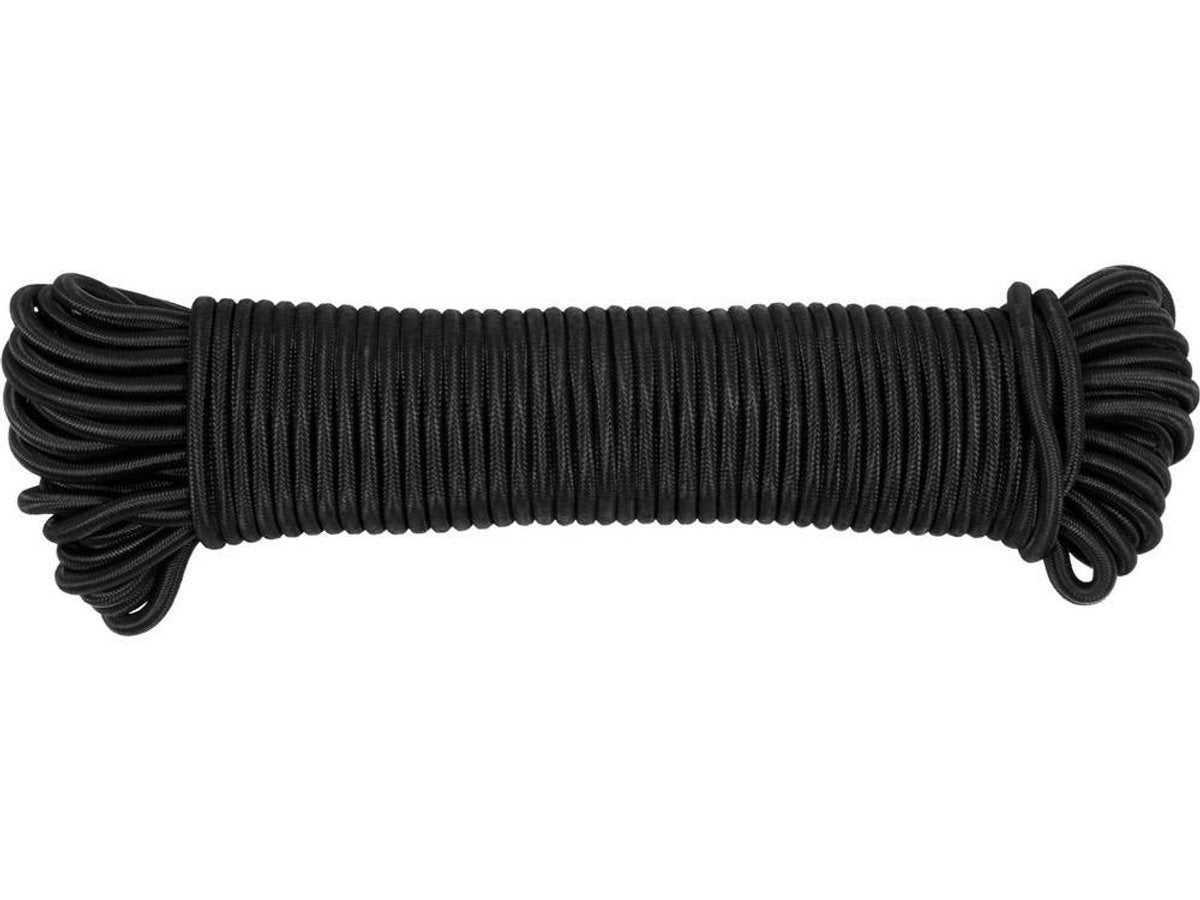 Vorel - elastisk gummisnor - 8 mm x 30 m - sort - professionel