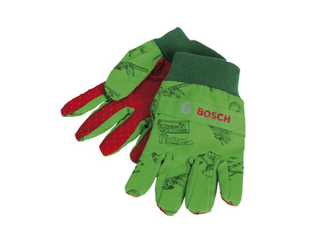 Klein toys bosch havehandsker - 1 størrelse - fra 3 år - 90% åndbar bomuld - grøn rød