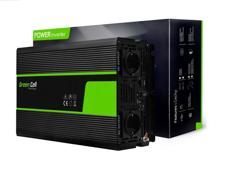 Green cell inverter 24v til 230v ren sinusbølge 2000w - til lastbiler - inv20