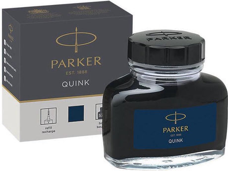 Parker fyldepen blækflaske | blå sort quink blæk | 57 ml skriveblæk til fyldepen
