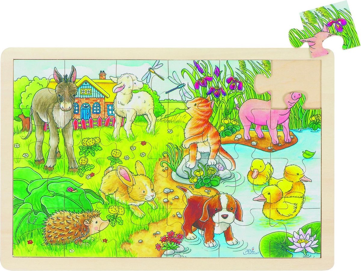 Goki Wood Jigsaw Puzzle Baby Animals, 24st.