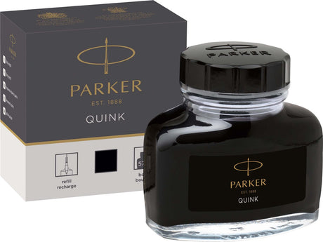 Parker fyldepen blækflaske | sort quink blæk | 57 ml skriveblæk til fyldepen