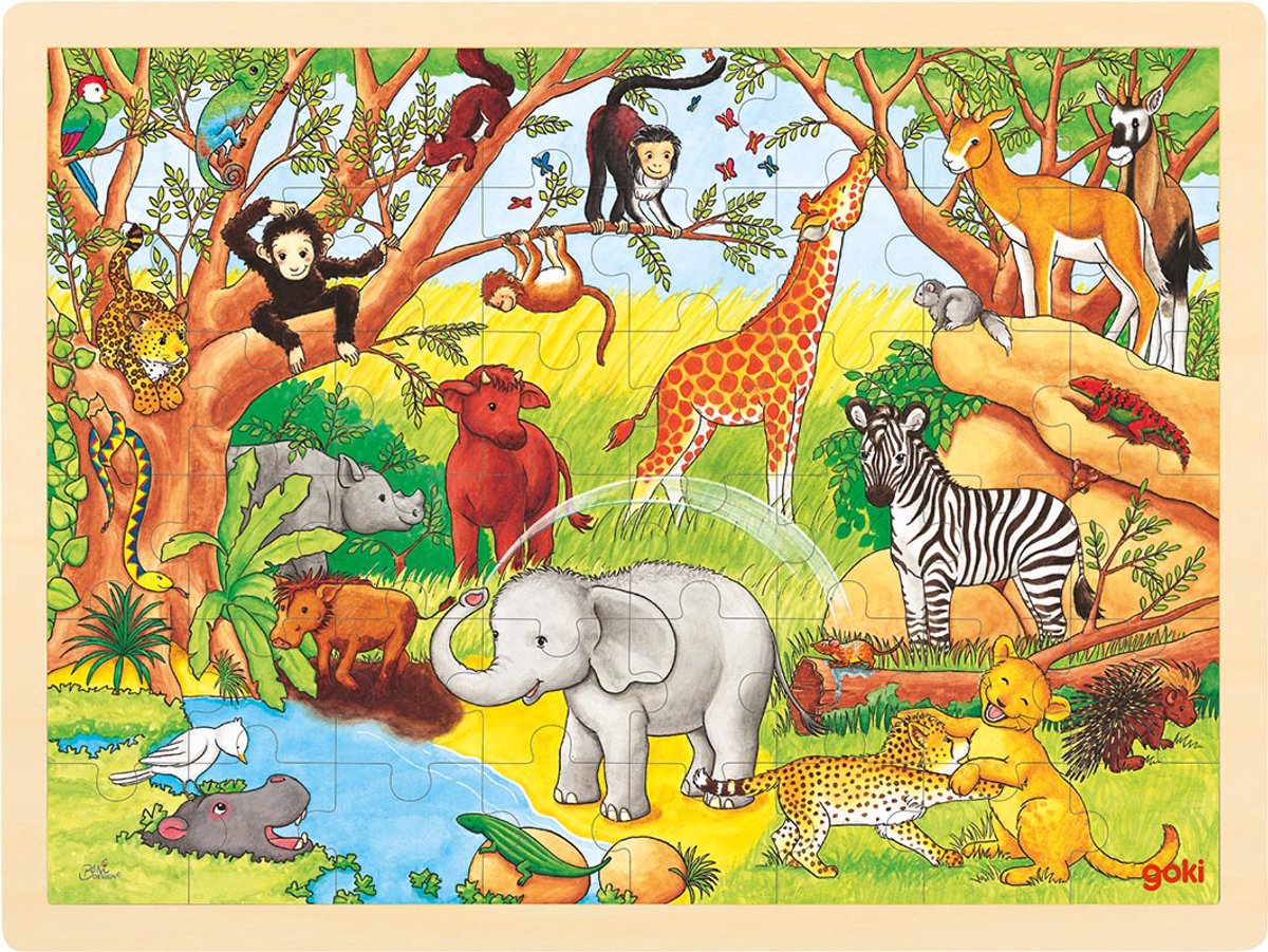 Goki Wooden Jigsaw Puzzle - Jungle, 48 ..