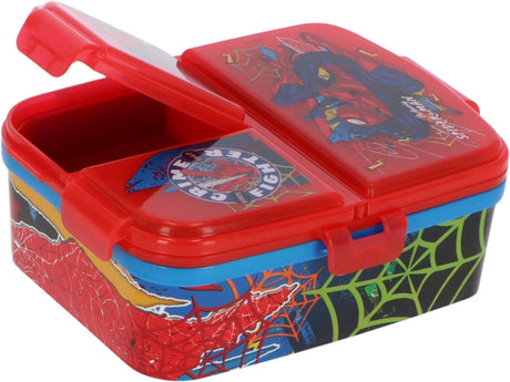 Stor marvel spider-man kinderlunchbox – broodtrommel met 4 vakken voor kinderen vanaf 4 jaar - vaatwasserbestendig bpa-vrij - rood