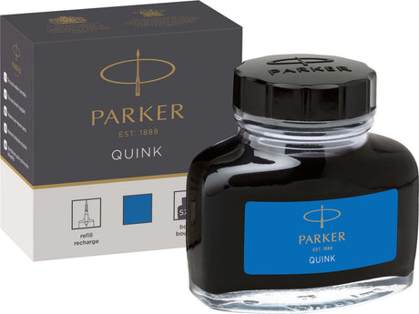 Parker fyldepen blækflaske | vaskbart blåt quink blæk | 57 ml skriveblæk til fyldepen