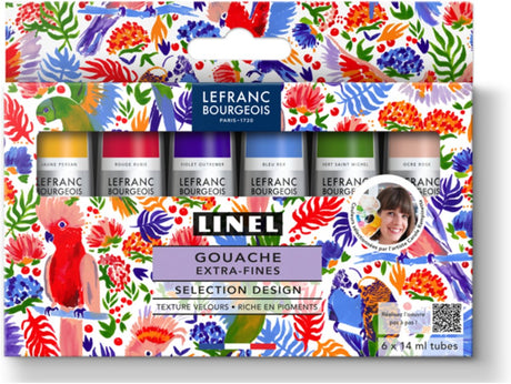 Lefranc bourgeois 302057 linel ekstra fin gouache sæt “design” 6×14 ml | professionel gouache maling