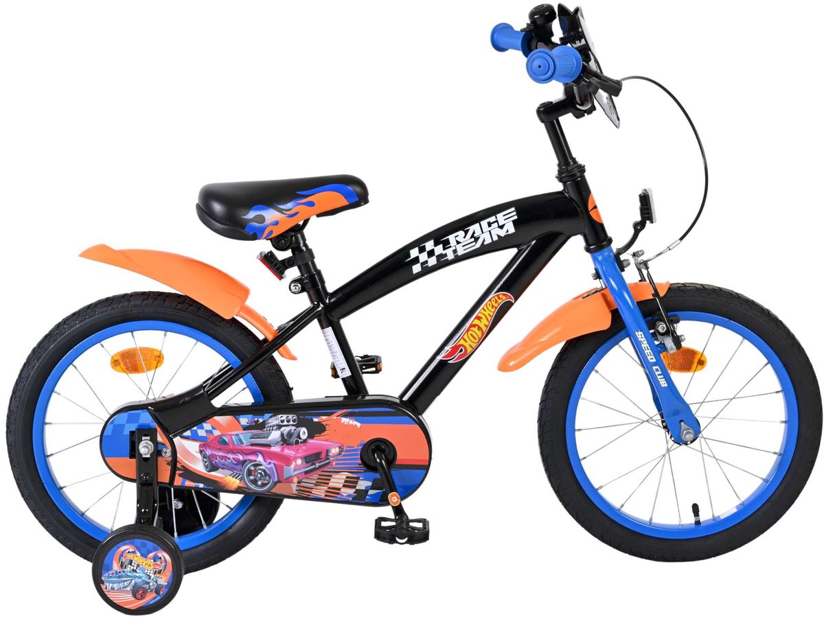Volare hot wheels børnecykel - drenge - 16 tommer - sort orange blå