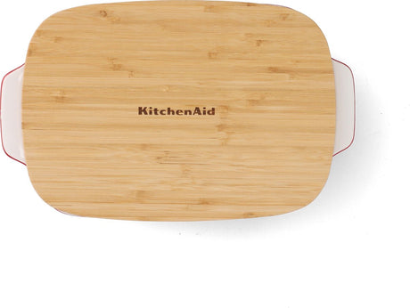 Kitchenaid bradefad inkl bambus låg - stort: 3,8l - mikroovn og ovn tåler op til 260°c uden låg - kejserrød