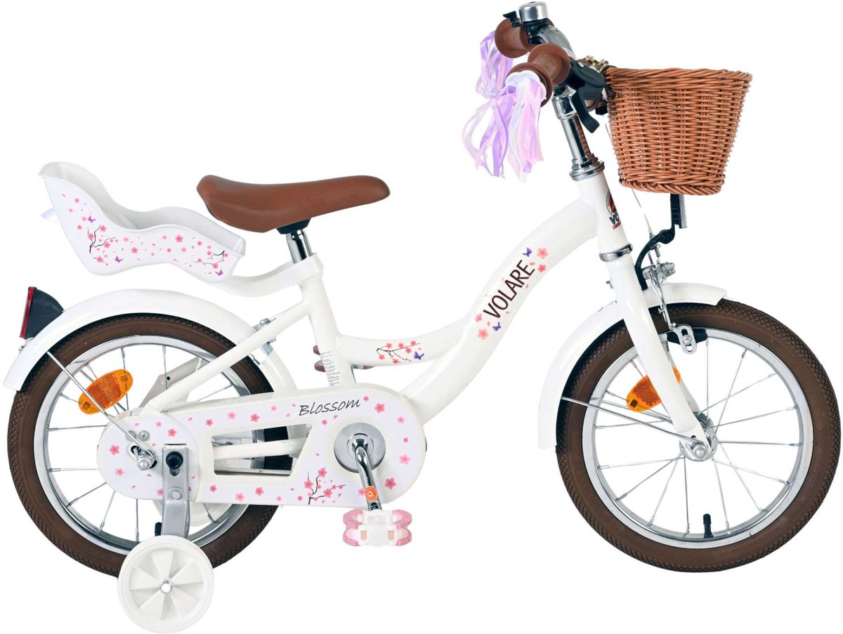 Volare Blossom Children's Bicycle - Girls - 14 Inch - White