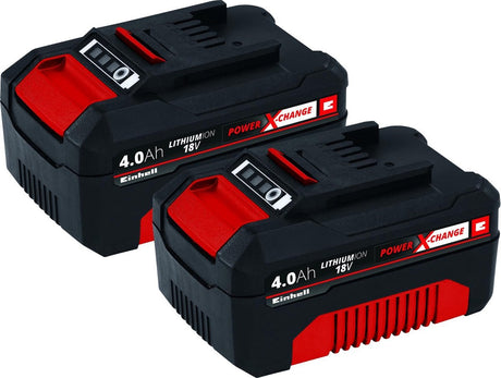 Einhell twinpack 4,0 ah batteri - power x-change - 18 v li-ion - 2x 4,0 ah batteri - max. effekt: 900 w - aktivt batteristyringssystem