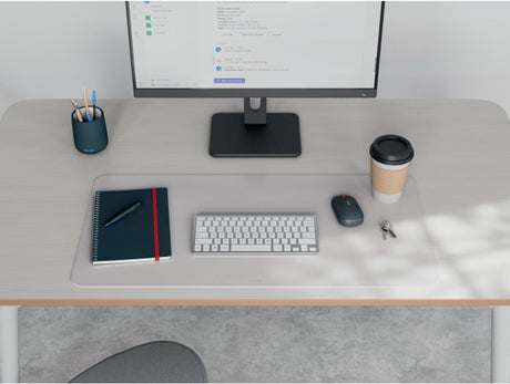 Leitz stor bordplade 80×40 cm – skridsikker – bordmåtte – vandtæt – til tastaturmus – grå