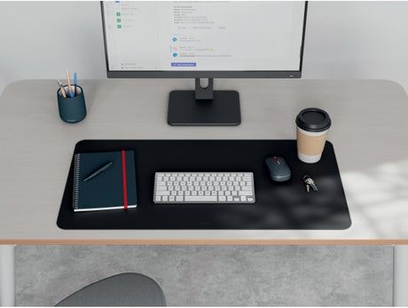 Leitz stor bordplade 80×40 cm – skridsikker – bordmåtte – vandtæt – til tastaturmus – sort