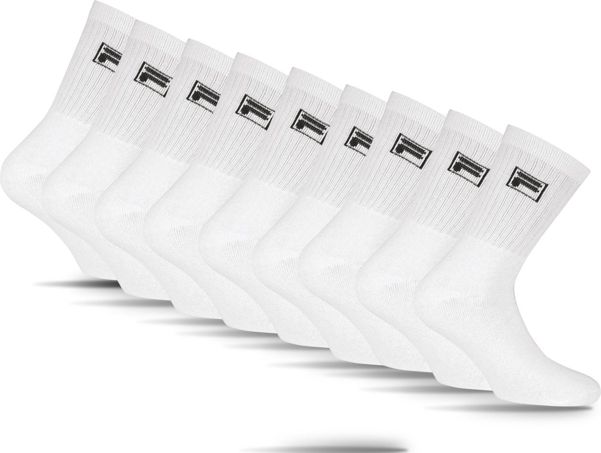 Fila tennis sportsstrømper lille logo - størrelse 43 46 - 9 pack - hvid