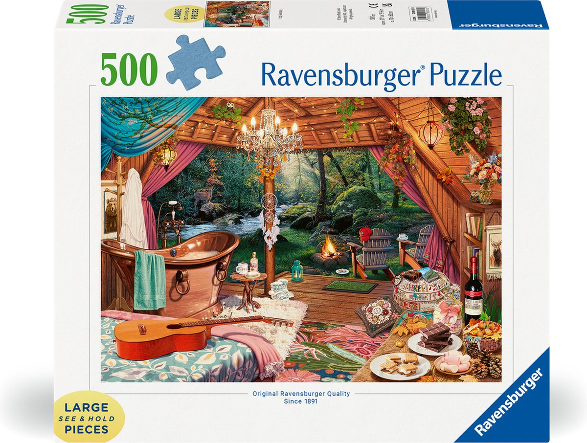 Ravensburger puslespil hyggelig glamping - puslespil - 500 storformatbrikker