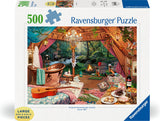 Ravensburger puslespil hyggelig glamping - puslespil - 500 storformatbrikker