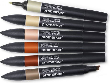 Winsor Newton promarker - pennesæt - jordfarver - 6 stk
