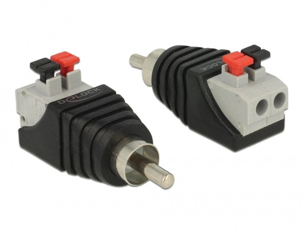Delock adapter rca han > klemrække med trykknap 2 ben