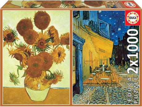 Educa - puslespil - 2 x 1000 brikker - solsikker café terrasse om natten, Vincent van Gogh