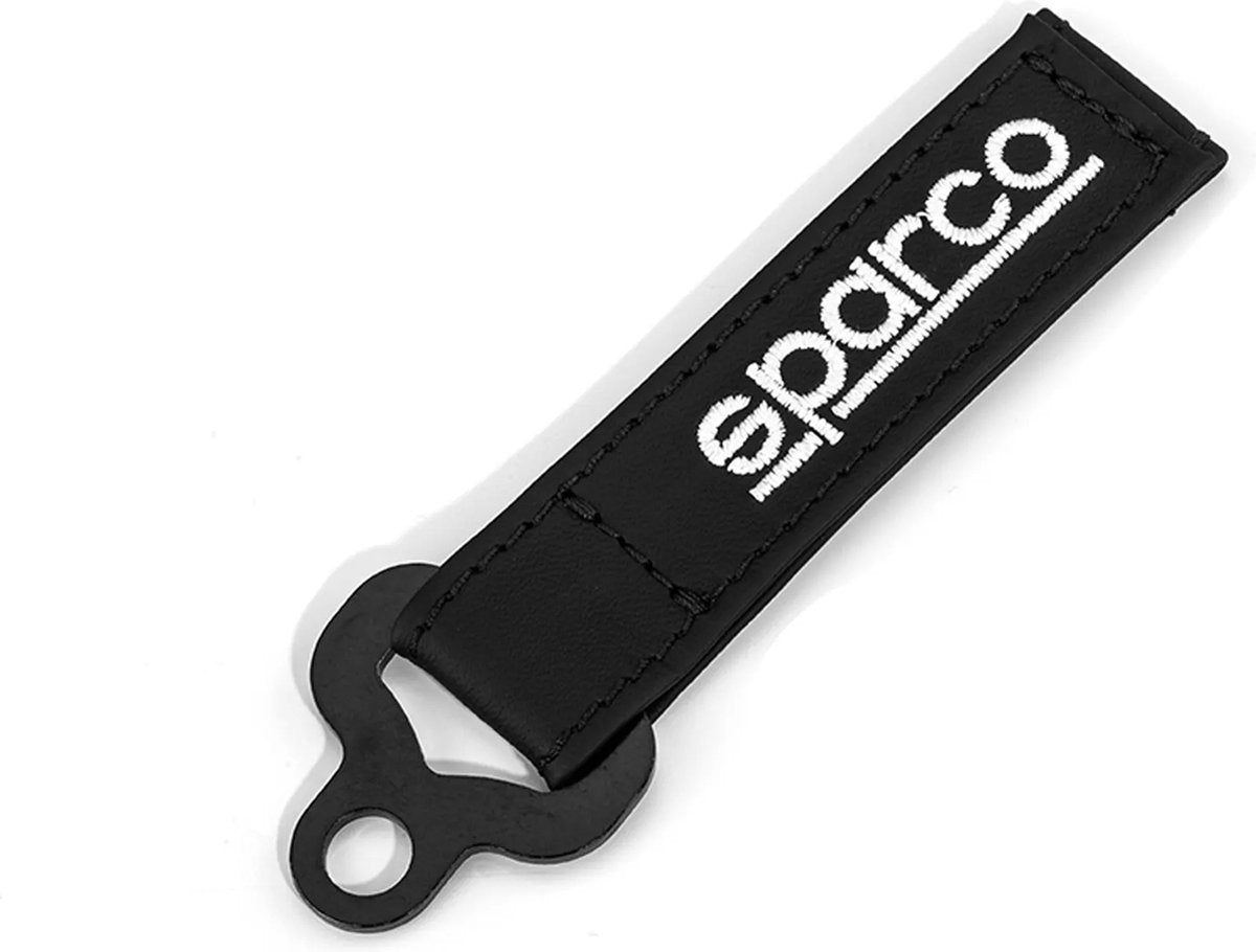 Sparco læder nøglering - sort - størrelse one size