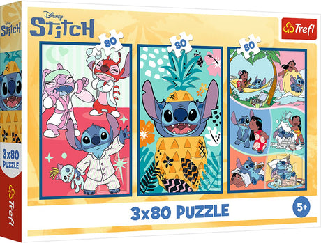 Trefl puslespil disney lilo stitch 3x80 brikker - stitch's world.