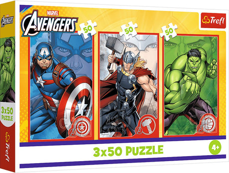 Trefl 3x50, din helt, disney marvel the avengers fsc mix 70%, 50 stykke(r), tegneserier, 4 år
