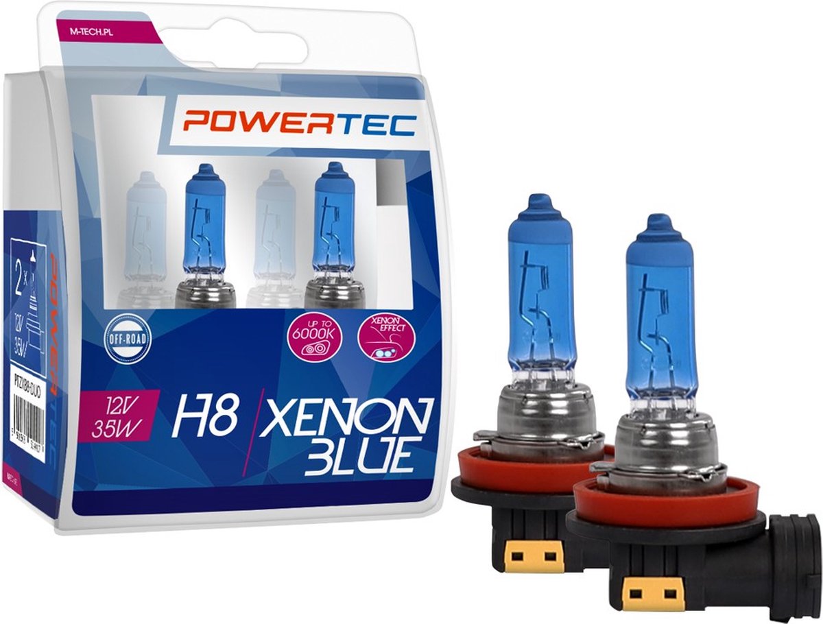 Powertec h8 12v - xenon blå - sæt