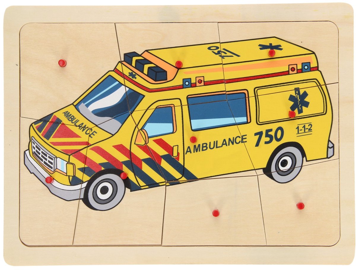 Playwood houten puzzel ambulance 112 hout