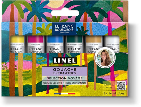 Lefranc bourgeois 302056 linel ekstra fint gouachesæt “voyage” 6×14 ml | professionel gouache maling