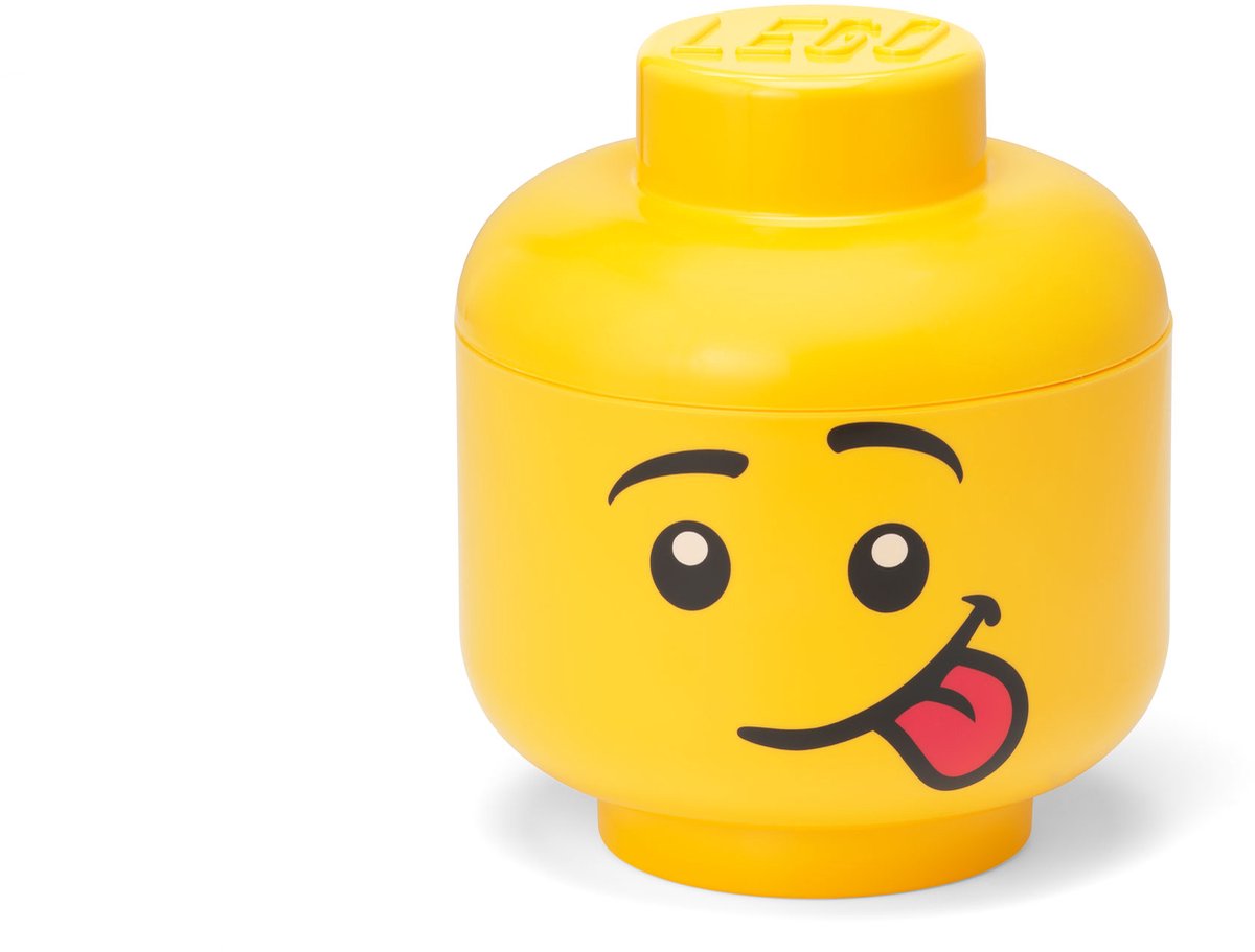 Lego opbevaringsæske ikonisk head silly 16 cm, gul -