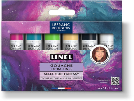 Lefranc bourgeois 302055 linel ekstra fint gouachesæt “fantasy” 6×14 ml | professionel gouache maling