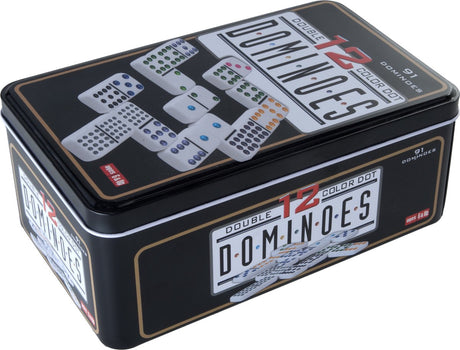 Engelhart domino dobbelt 12 – 91 sten med farvede øjne – kompakt blik – klassisk spil til hjemmet – strategisk familiespil –