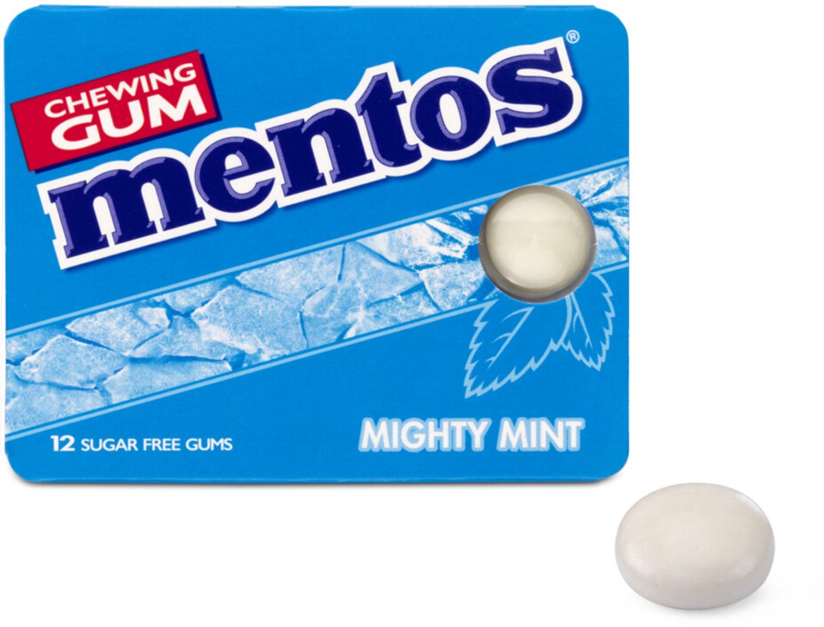 Mentos gum mighty mint - tyggegummi - blister - sukkerfri - 1x12 stk.