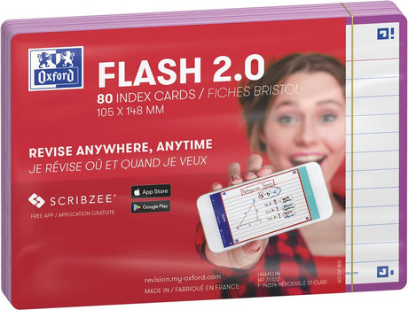Oxford flash 2.0 - flashcards - lined - a6 - lys lilla kant - 80 stk.