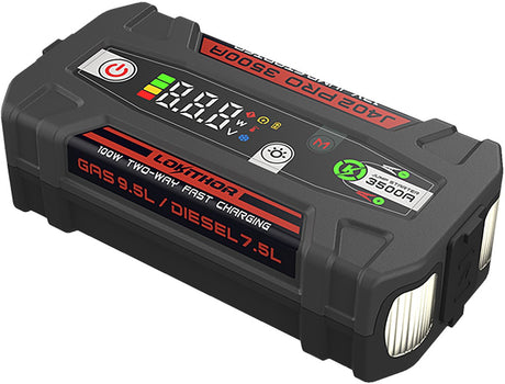 Lokithor jump starter j402 pro - 12v 3500a - powerbank 100w - led lommelygte - bilstart