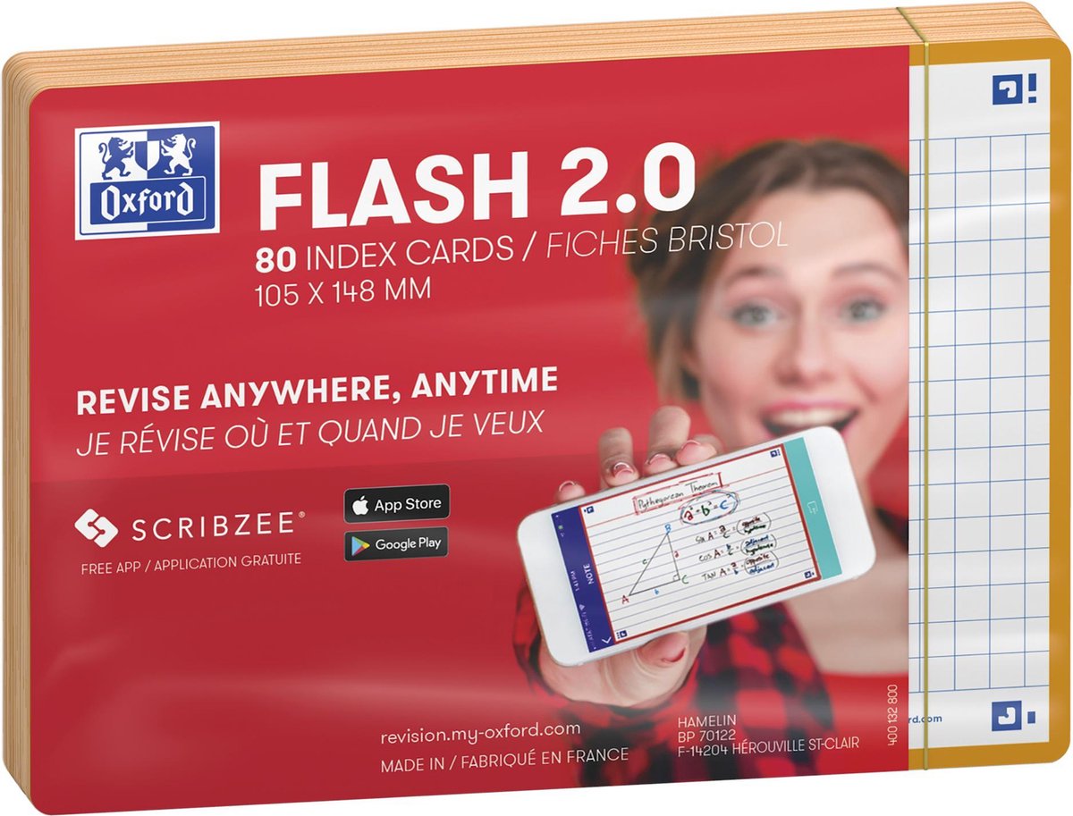 Oxford flash 2.0 - flashcards - ternet 5mm - a6 - orange kant - 80 stk.