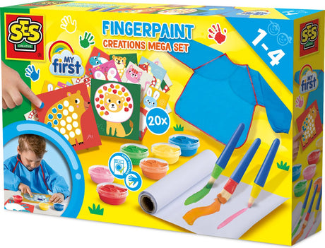 Ses creative - min første fingermaleri-kreation - mega håndværkssæt til børn fra 1 år - inklusive maling og farvekort - perfekt til små kunstnere