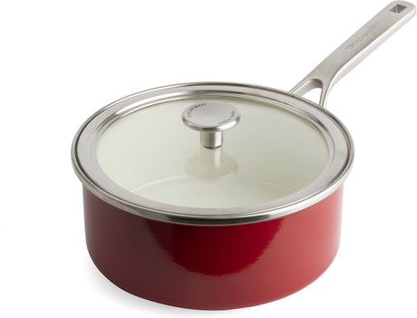 Kitchenaid stålkerne emalje gryde 20cm 2,4l - imperial rød - induktion - pfas-fri