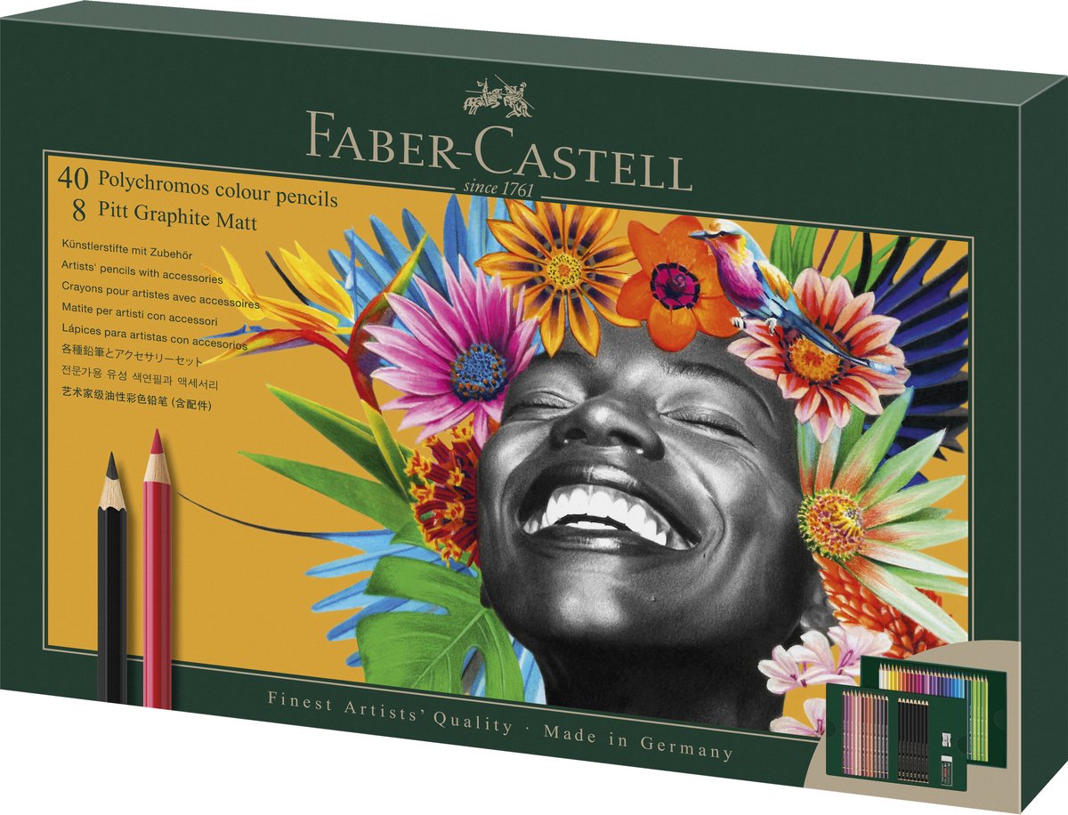 Faber-Castell tegnesæt - polychromos og pitt grafit mat - 50 dele - fc-210054