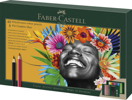 Faber-Castell tegnesæt - polychromos og pitt grafit mat - 50 dele - fc-210054