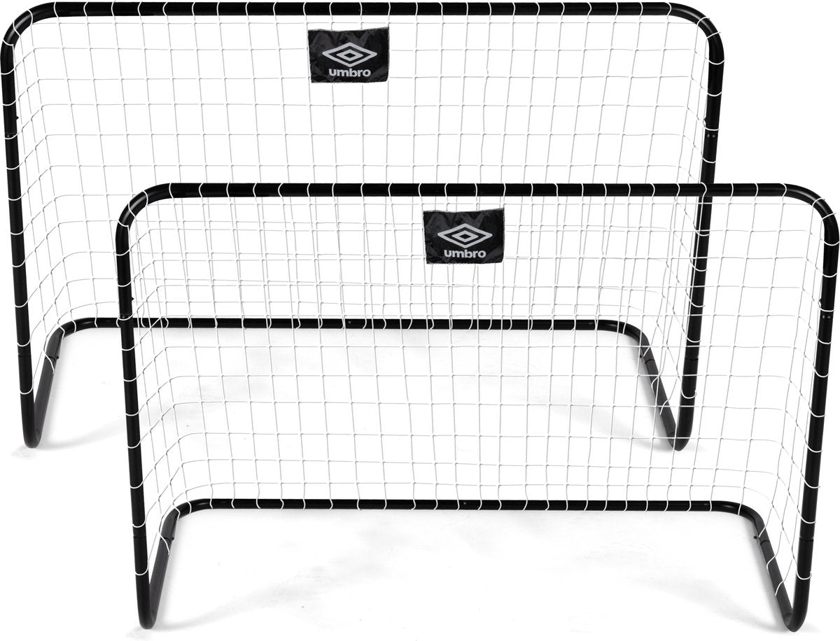 Umbro dunlop fodboldmål 78 x 56 x 45 cm - fodboldmål sæt af 2 - fodboldmål til børn - hurtig montering - fodboldmål - fodboldtræningsmål indendørs og udendørs - plastik - sort