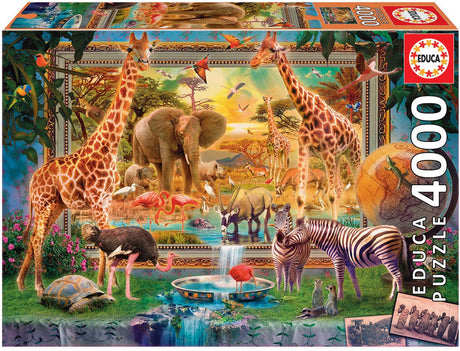Educa - puslespilsjungle - 4000 brikker - farverigt dyrerige.
