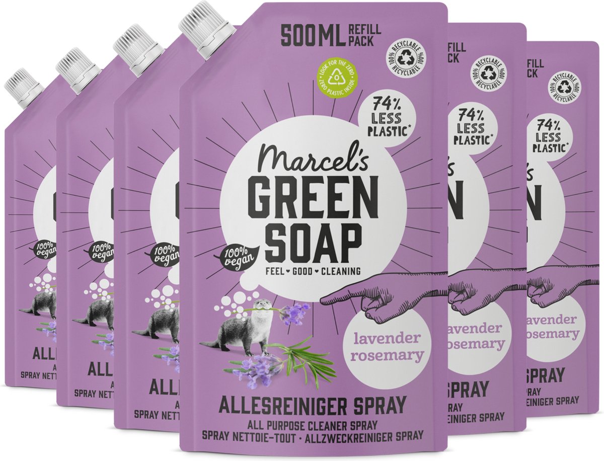Marcel's green soap allesreiniger spray navulling - lavendel rozemarijn - 6 x 500 ml