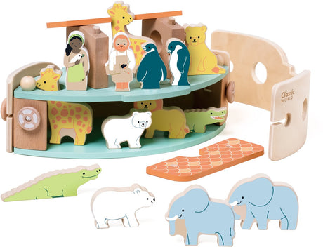 Klassisk verdenstræ Noah's Ark bådebyggesæt med dyr, 16 stk.