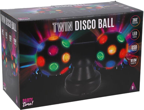 Fest tid! party time twin disco kugle sort