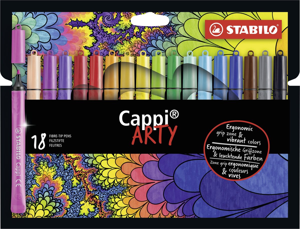 Stabilo cappi - tusch - mist aldrig din kasket igen takket være kasketringen - arty etui med 18 farver