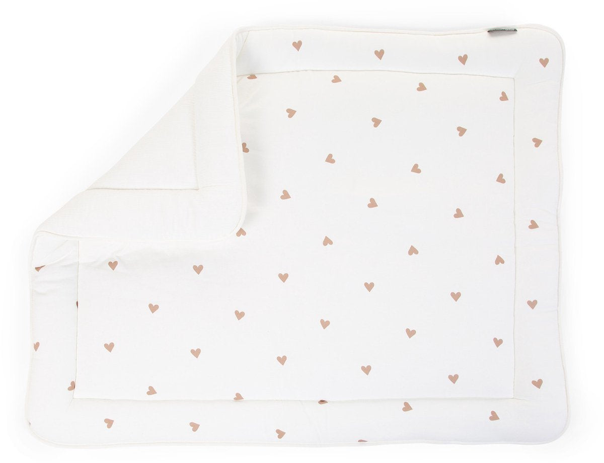 Childhome kravlemåtte 75x95 cm – tetra hjerter – lyseblå – dobbeltsidet – oeko-tex – parkmåtte legemåtte