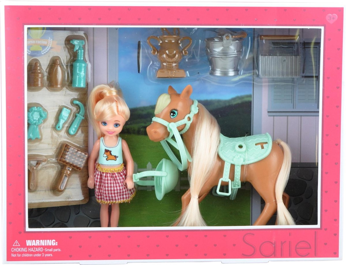 Braet dukke legesæt pony - 13,97 cm